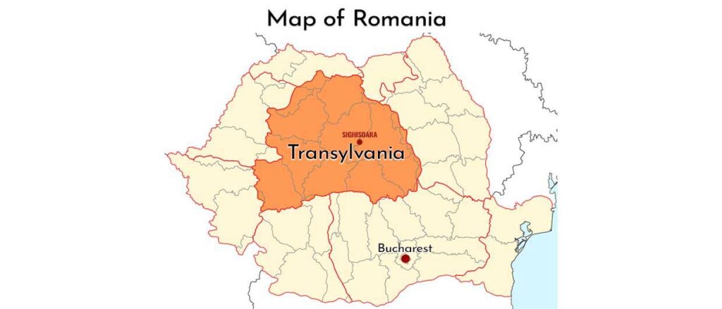 romania map transylvania area sighisoara medieval city fortress 
